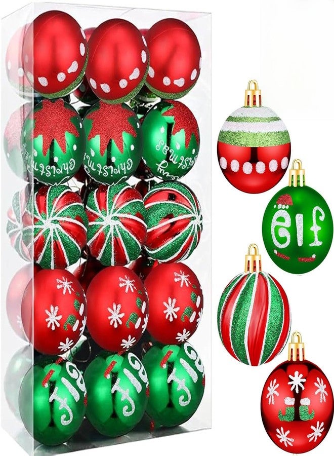 conglow 30ct Christmas Balls Ornaments- 2.36’’ Shatterproof Balls Ornaments for Xmas Tree Decorations, Hanging Ball Red and Green Christmas Ball Ornament Set for Holiday Party Decoration (3) - Image 1
